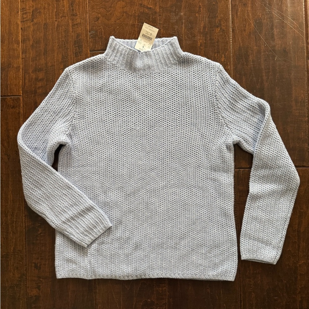 NWT J.Crew Factory Cotton-Blend Mockneck Sweater Soft Baby Blue - Picture 2 of 4
